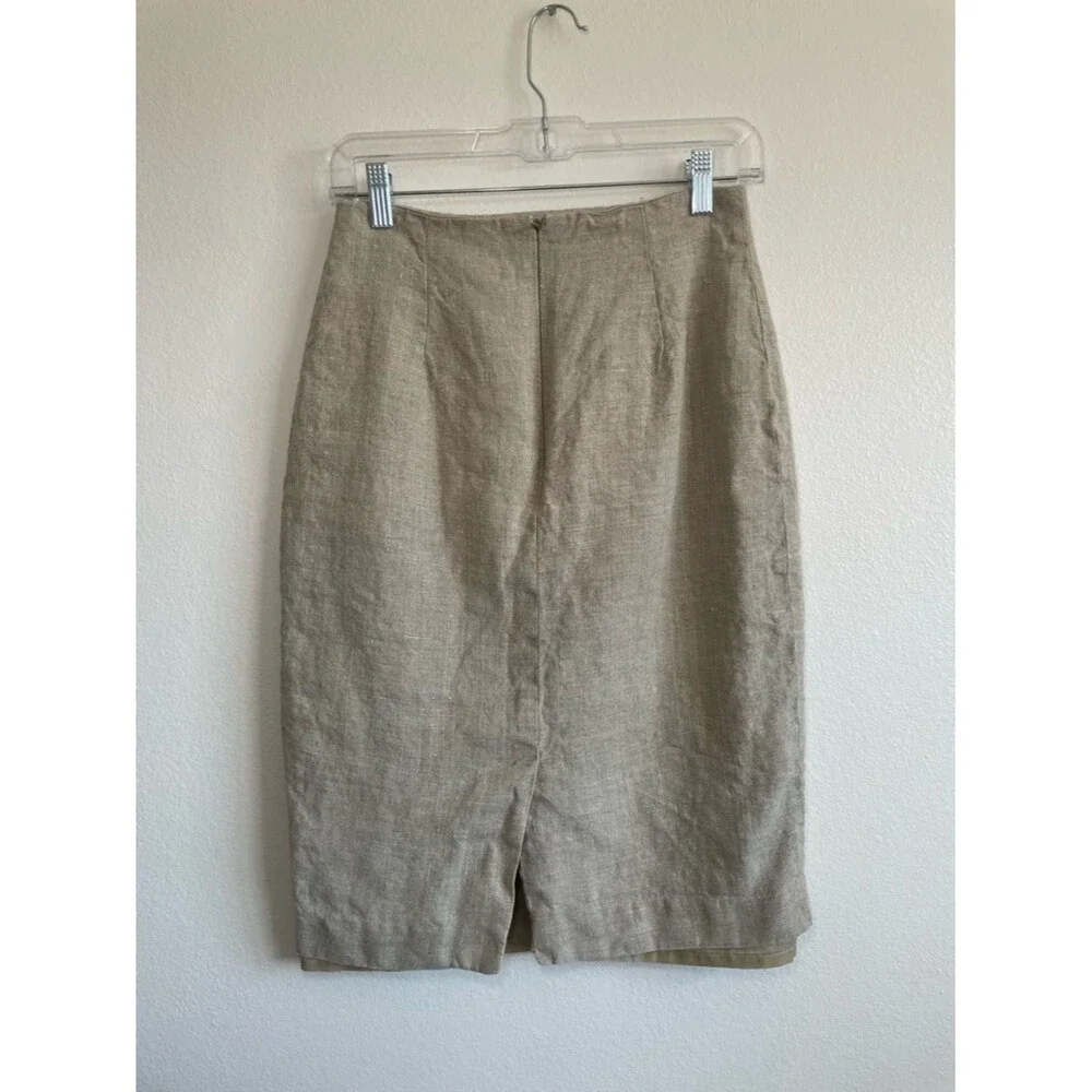 Joseph Vincent 100% Linen Pencil Skirt Women Size 8 Beige Knee Length - Picture 5 of 9